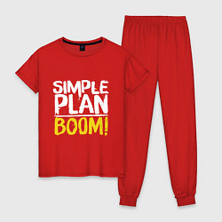 Пижама хлопковая женская Simple plan - boom, цвет: красный