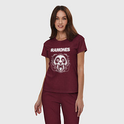 Пижама хлопковая женская Ramones rock panda, цвет: меланж-бордовый — фото 2