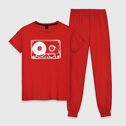Пижама хлопковая женская Audio tape, цвет: красный