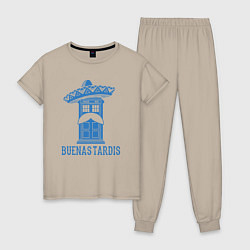 Пижама хлопковая женская Buenas tardis, цвет: миндальный