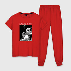 Пижама хлопковая женская Django Reinhardt legendary jazz guitarist, цвет: красный