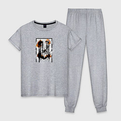 Пижама хлопковая женская Осенний велопробег, цвет: меланж