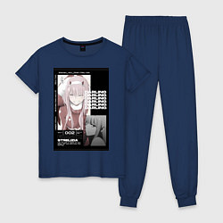 Пижама хлопковая женская Милый во Франксе Zero Two, цвет: тёмно-синий