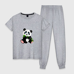 Пижама хлопковая женская Красивый медведь панда, цвет: меланж
