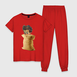Пижама хлопковая женская Шиле в мешке не утаишь, цвет: красный