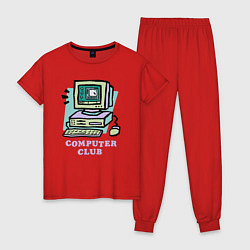 Пижама хлопковая женская Компьютерный клуб, цвет: красный