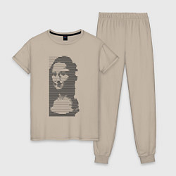 Пижама хлопковая женская Mona Lisa text, цвет: миндальный