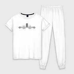 Пижама хлопковая женская Музыкальный пульс, цвет: белый