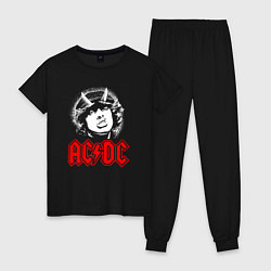 Пижама хлопковая женская ACDC Angus Young rock, цвет: черный