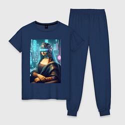 Пижама хлопковая женская Gioconda - cyberpunk ai art fantasy, цвет: тёмно-синий
