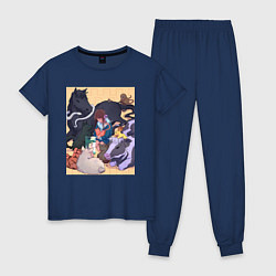 Пижама хлопковая женская Корзинка фруктов Кё Сома, цвет: тёмно-синий