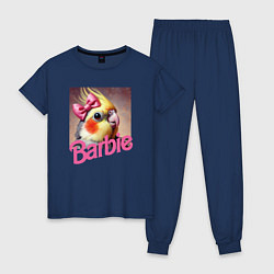 Женская пижама Смешной попугай кокетка с розовым бантиком барби