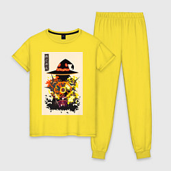 Пижама хлопковая женская Этот замечательный мир Мэгумин, цвет: желтый