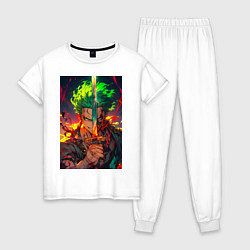 Пижама хлопковая женская Ван-Пис Зоро Ророноа мечник, цвет: белый