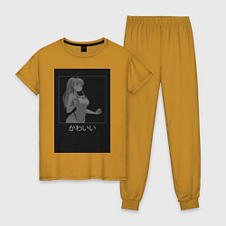 Пижама хлопковая женская Милый во Франксе Зеро Ту в купальнике, цвет: горчичный