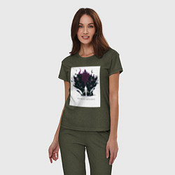 Пижама хлопковая женская Поднятие уровня в одиночку Джину Сон Пробуждённый, цвет: меланж-хаки — фото 2