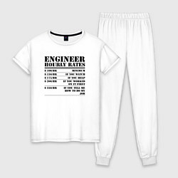 Пижама хлопковая женская Engineer hourly rates, цвет: белый