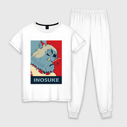 Пижама хлопковая женская Иноскэ Хасибира, цвет: белый