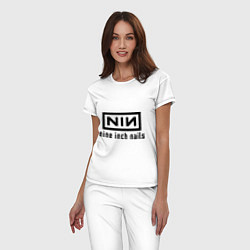 Пижама хлопковая женская NIN: Nine inch nails, цвет: белый — фото 2