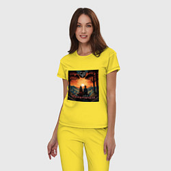 Пижама хлопковая женская Романтичная - Скелеты в шкафу, цвет: желтый — фото 2