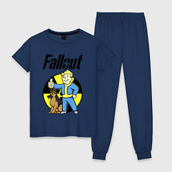 Пижама хлопковая женская Vault boy and dog, цвет: тёмно-синий