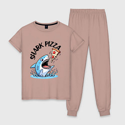 Пижама хлопковая женская Shark pizza - ai art fantasy, цвет: пыльно-розовый