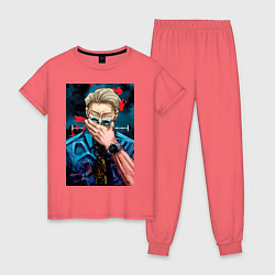 Пижама хлопковая женская Магическая битва Кэнто Нанами маг первого класса а, цвет: коралловый