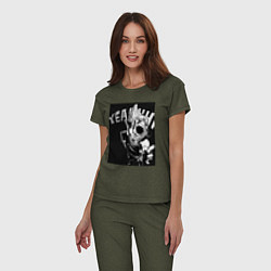 Пижама хлопковая женская Моя геройская академия комментатор, цвет: меланж-хаки — фото 2