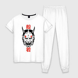 Пижама хлопковая женская Японский демон - Хання, цвет: белый