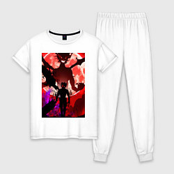 Пижама хлопковая женская Чёрный клевер Аста демон, цвет: белый