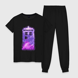 Пижама хлопковая женская Violet tardis, цвет: черный