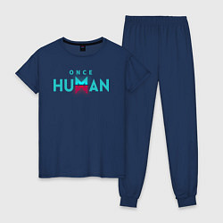 Пижама хлопковая женская Once human logo, цвет: тёмно-синий