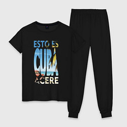 Пижама хлопковая женская Куба - esto es Cuba, acere, цвет: черный