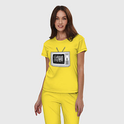 Пижама хлопковая женская Game over television, цвет: желтый — фото 2