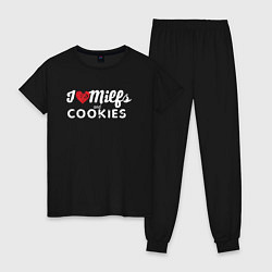 Пижама хлопковая женская Milf and cookies милфа, цвет: черный