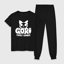 Пижама хлопковая женская Goro cuddly carnage logo, цвет: черный