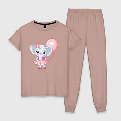 Пижама хлопковая женская Elephant baby, цвет: пыльно-розовый