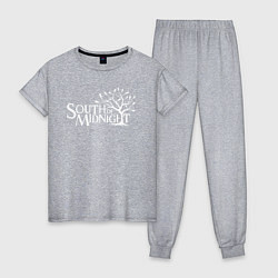 Пижама хлопковая женская South of midnight logo, цвет: меланж