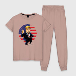Пижама хлопковая женская USA - Trump, цвет: пыльно-розовый
