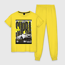 Пижама хлопковая женская Toyota Supra авто, цвет: желтый