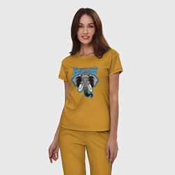 Пижама хлопковая женская Elephants team, цвет: горчичный — фото 2