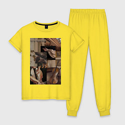 Пижама хлопковая женская Музыка эстетика, цвет: желтый