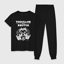 Пижама хлопковая женская Thousand Foot Krutch rock dog, цвет: черный