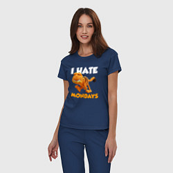 Пижама хлопковая женская Гарфилд ненавижу понедельники, цвет: тёмно-синий — фото 2