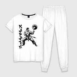 Пижама хлопковая женская Karate fighter, цвет: белый