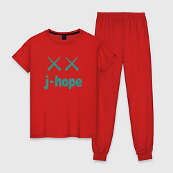 Пижама хлопковая женская BTS jhope, цвет: красный