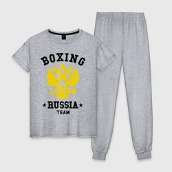 Пижама хлопковая женская Boxing Russia Team, цвет: меланж