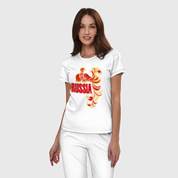 Пижама хлопковая женская Russia, цвет: белый — фото 2