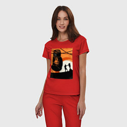 Пижама хлопковая женская Бокс тренировка, цвет: красный — фото 2