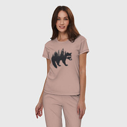 Пижама хлопковая женская Енот силуэт из деревьев лесных, цвет: пыльно-розовый — фото 2